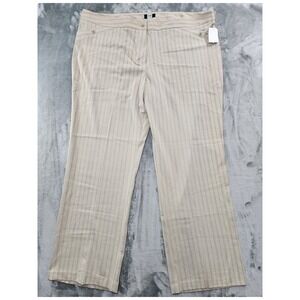 NEW Vintage Studio 1940 Pants Women 26WL LONG Tan Black Striped High Rise Office